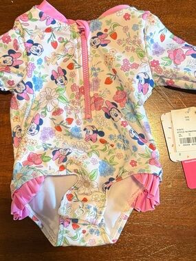 Baby Girl Disney Floral Minnie Pink and Blue bathing suit